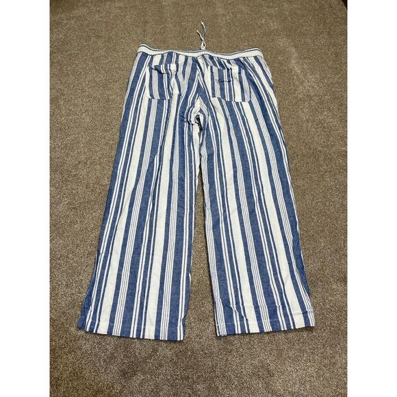 Old navy Womens wide leg pin striped pull on pants sz X-Large linen blend - Picture 2 of 12